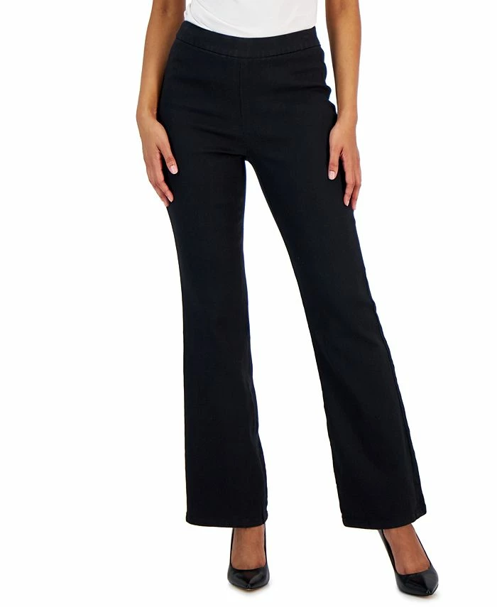 Anne Klein Women's Denim Pull-On Flare-Leg Pants 1 Anne Klein Women's Denim Pull-On Flare-Leg Pants