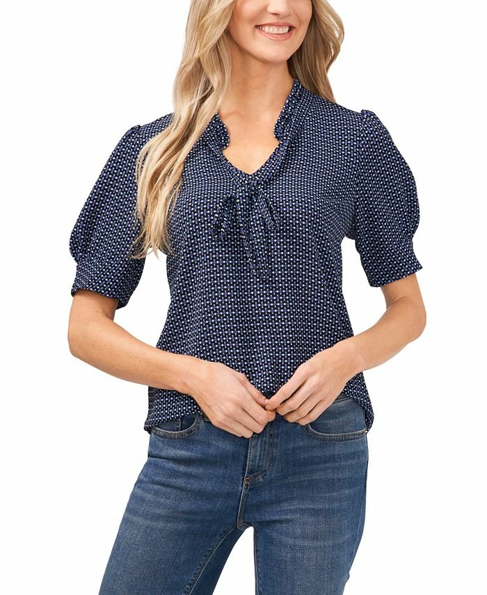 CeCe Women's Printed Tie-Neck Blouse Top 1 CeCe Women's Printed Tie-Neck Blouse Top