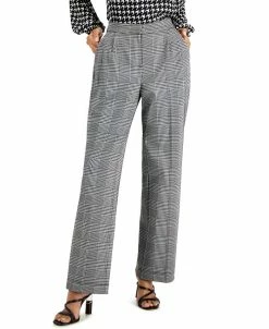 Bar III Women's Pleated Plaid Wide-Leg Pants, Created For Macy's