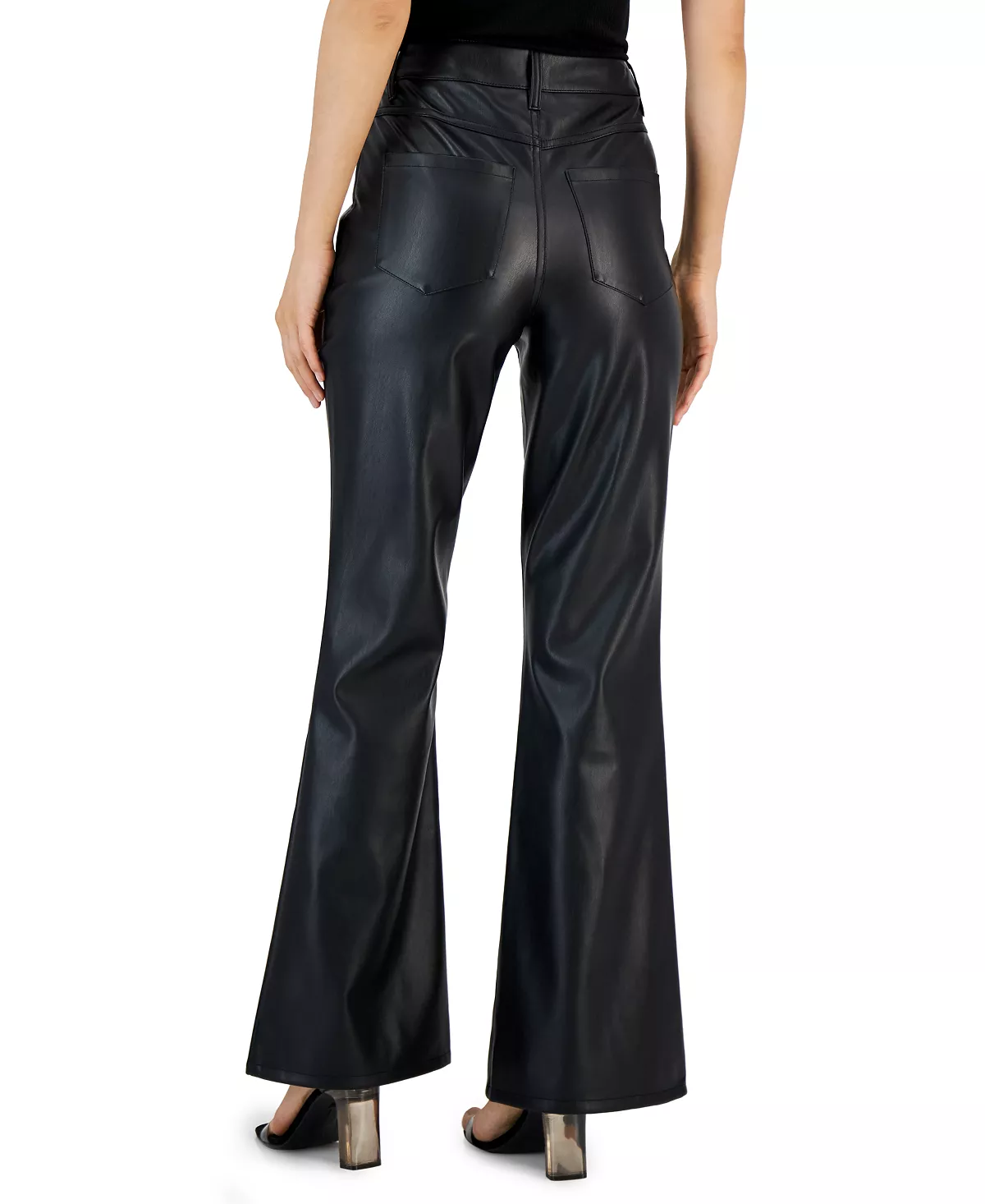 INC International Concepts Women's Faux-Leather Flare-Leg Pants, Created For Macy's 2 INC International Concepts Women's Faux-Leather Flare-Leg Pants, Created For Macy's - Image 2