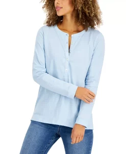 Style & Co Women's Cotton Crewneck Top, Created For Macy's
