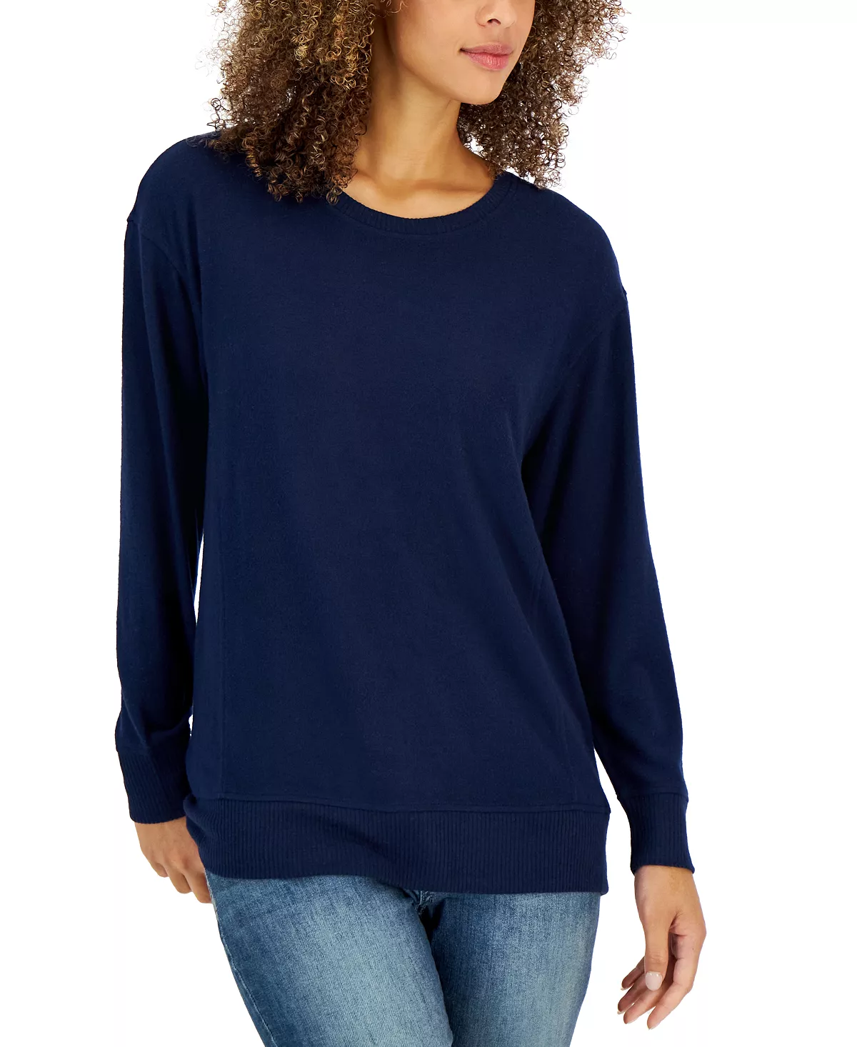 Style & Co Women's Brushed Knit Crewneck Top, Created For Macy's 3 Style & Co Women's Brushed Knit Crewneck Top, Created For Macy's - Image 3