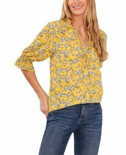 CeCe Women's Tie Neck Floral Print Blouse