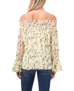 CeCe Women's Long Sleeve Smocked Off-The-Shoulder Top -VINCE CAMUTO Shop 22021177 fpx