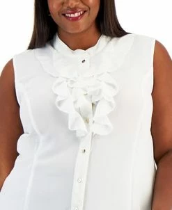 Kasper Plus Size Ruffled Button-Up Blouse -VINCE CAMUTO Shop 22031406 fpx