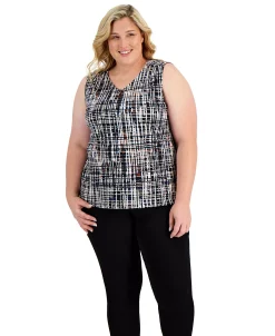 Kasper Plus Size Printed Keyhole Top -VINCE CAMUTO Shop 22033547 fpx