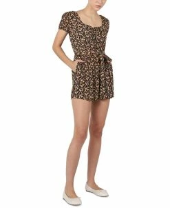Black Tape Women's Floral-Print Cotton Romper
