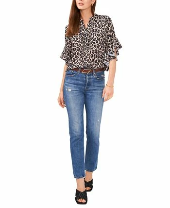 Vince Camuto Women's Ruffle-Sleeve Leopard-Print Blouse 3 Vince Camuto Women's Ruffle-Sleeve Leopard-Print Blouse - Image 3