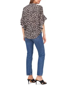 Vince Camuto Women's Ruffle-Sleeve Leopard-Print Blouse 8 Vince Camuto Women's Ruffle-Sleeve Leopard-Print Blouse -VINCE CAMUTO Shop 22102482 fpx