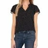 CeCe Women's Printed Flutter-Sleeve Top