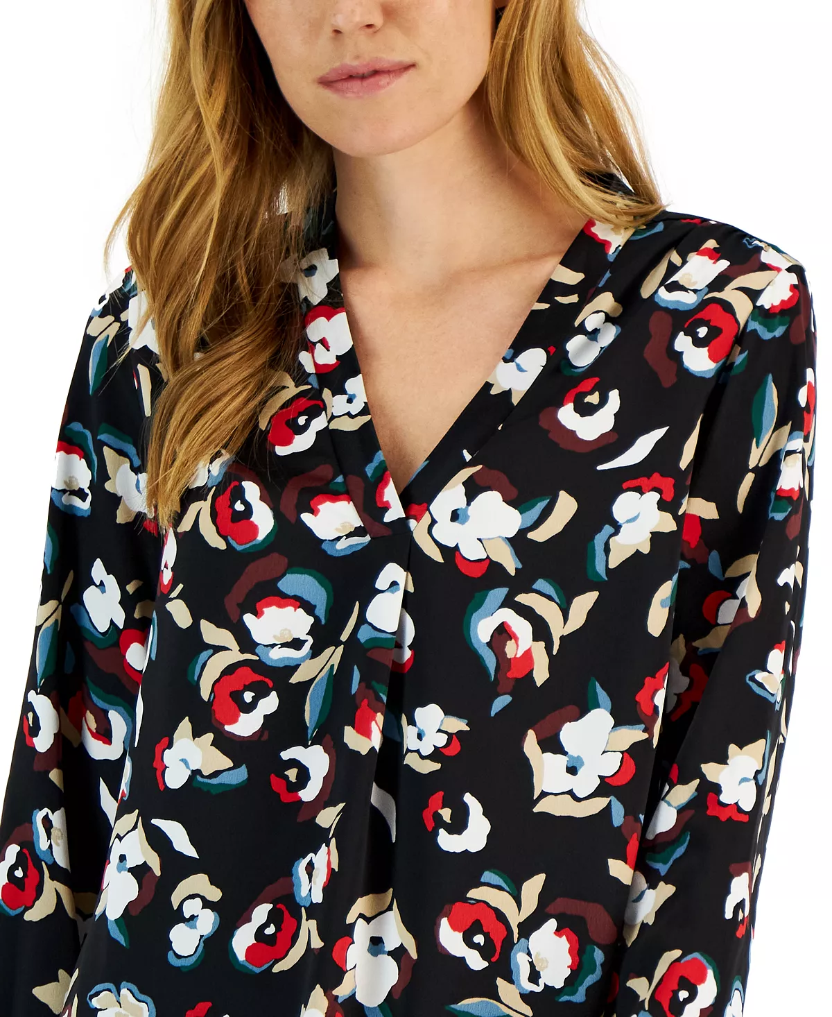 Alfani Women's Long Sleeve V-Neck Blouse, Created For Macy's 3 Alfani Women's Long Sleeve V-Neck Blouse, Created For Macy's - Image 3