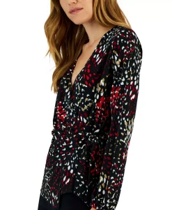 Alfani Women's Printed Surplice Wrap Top, Created For Macy's -VINCE CAMUTO Shop 22164568 fpx