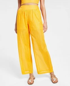 Bar III Women's Wide-Leg Metallic-Stripe Pull-On Pants, Created For Macy's