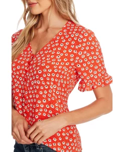 CeCe Women's Daisy Melody Ruffle Short Sleeve Blouse 8 CeCe Women's Daisy Melody Ruffle Short Sleeve Blouse -VINCE CAMUTO Shop 22181753 fpx