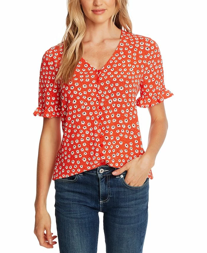 CeCe Women's Daisy Melody Ruffle Short Sleeve Blouse 1 CeCe Women's Daisy Melody Ruffle Short Sleeve Blouse