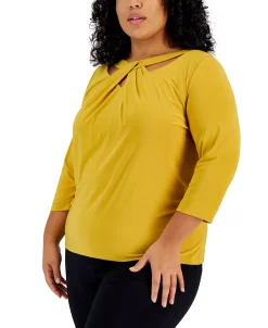 Kasper Plus Size Twist-Neck Top -VINCE CAMUTO Shop 22186631 fpx