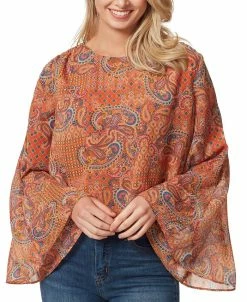 Jessica Simpson Women's Monique Ruched Trumpet-Sleeve Top