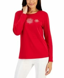 Karen Scott Women's Long-Sleeve Holiday Top, Created For Macy's -VINCE CAMUTO Shop 22206542 fpx