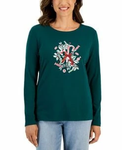 Karen Scott Women's Long-Sleeve Holiday Top, Created For Macy's -VINCE CAMUTO Shop 22206625 fpx