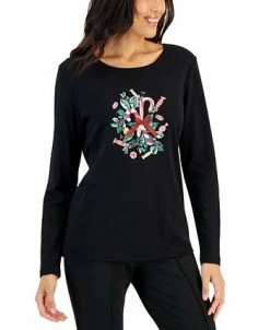 Karen Scott Women's Long-Sleeve Holiday Top, Created For Macy's -VINCE CAMUTO Shop 22206626 fpx