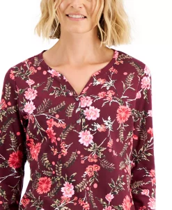 Karen Scott Women's Mistletoe Boutique Printed Henley Top, Created For Macy's 7 Karen Scott Women's Mistletoe Boutique Printed Henley Top, Created For Macy's -VINCE CAMUTO Shop 22206843 fpx