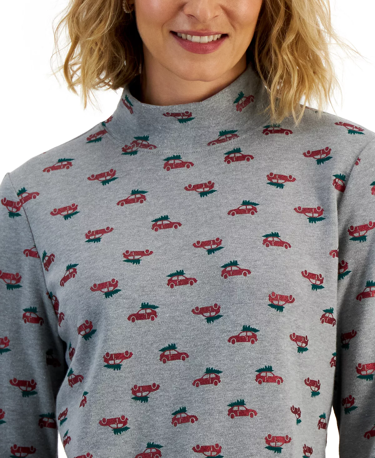Karen Scott Women's Holiday Mock-Neck Top, Created For Macy's 3 Karen Scott Women's Holiday Mock-Neck Top, Created For Macy's - Image 3