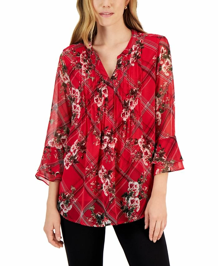 Charter Club Women's Etching Garden Top, Created For Macy's 1 Charter Club Women's Etching Garden Top, Created For Macy's
