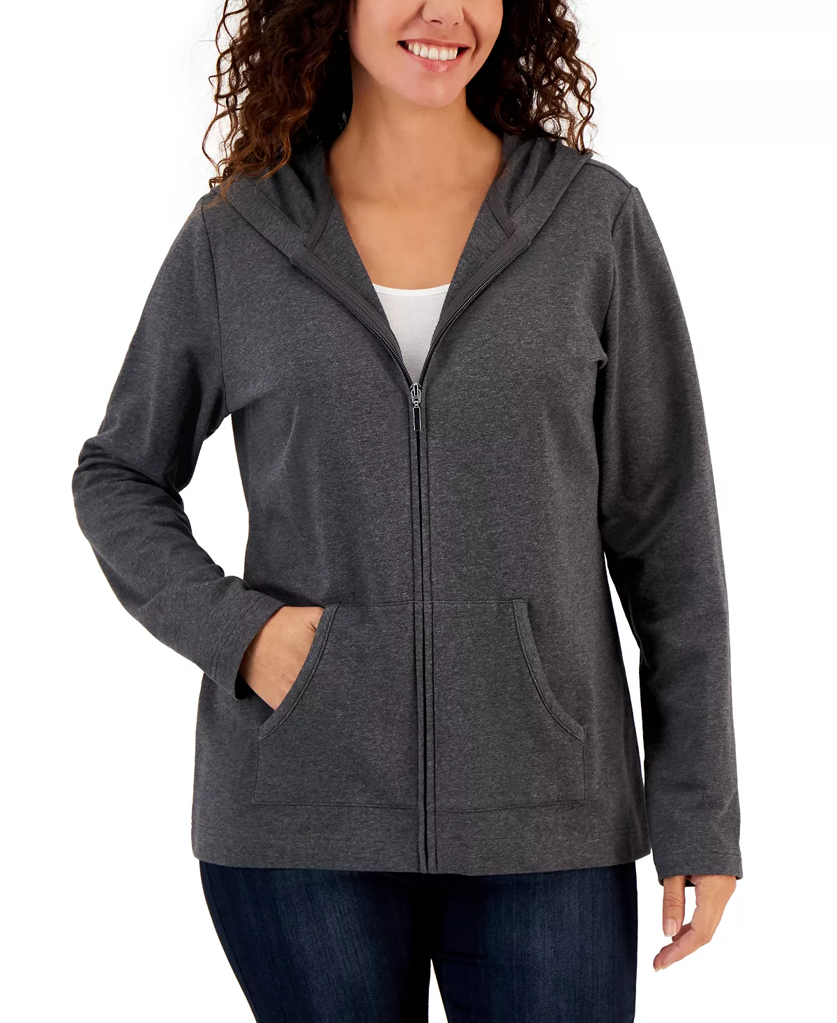 Karen Scott Long Sleeve Zip-Front Hoodie, Created For Macy's 8 Karen Scott Long Sleeve Zip-Front Hoodie, Created For Macy's - Image 8