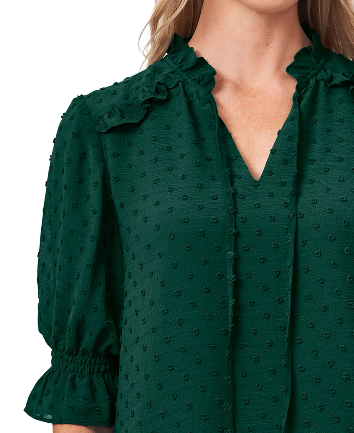 CeCe Split-Neck Clip-Dot Blouse 5 CeCe Split-Neck Clip-Dot Blouse - Image 5