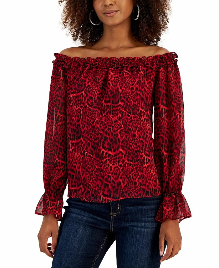 INC International Concepts Women's Animal-Print Off-The-Shoulder Blouse, Created For Macy's 1 INC International Concepts Women's Animal-Print Off-The-Shoulder Blouse, Created For Macy's
