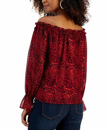 INC International Concepts Women's Animal-Print Off-The-Shoulder Blouse, Created For Macy's 2 INC International Concepts Women's Animal-Print Off-The-Shoulder Blouse, Created For Macy's - Image 2