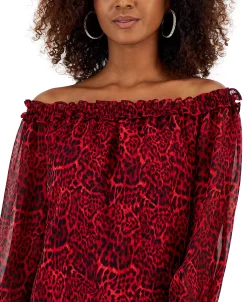INC International Concepts Women's Animal-Print Off-The-Shoulder Blouse, Created For Macy's 6 INC International Concepts Women's Animal-Print Off-The-Shoulder Blouse, Created For Macy's -VINCE CAMUTO Shop 22269769 fpx