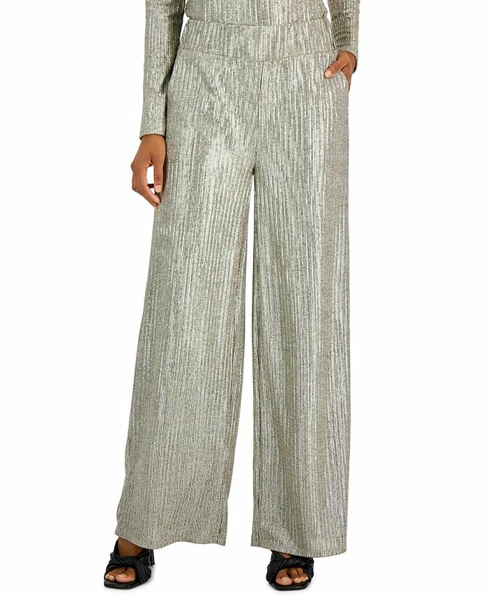INC International Concepts Women's Metallic Wide-Leg High Rise Pull-On Pants, Created For Macy's 1 INC International Concepts Women's Metallic Wide-Leg High Rise Pull-On Pants, Created For Macy's