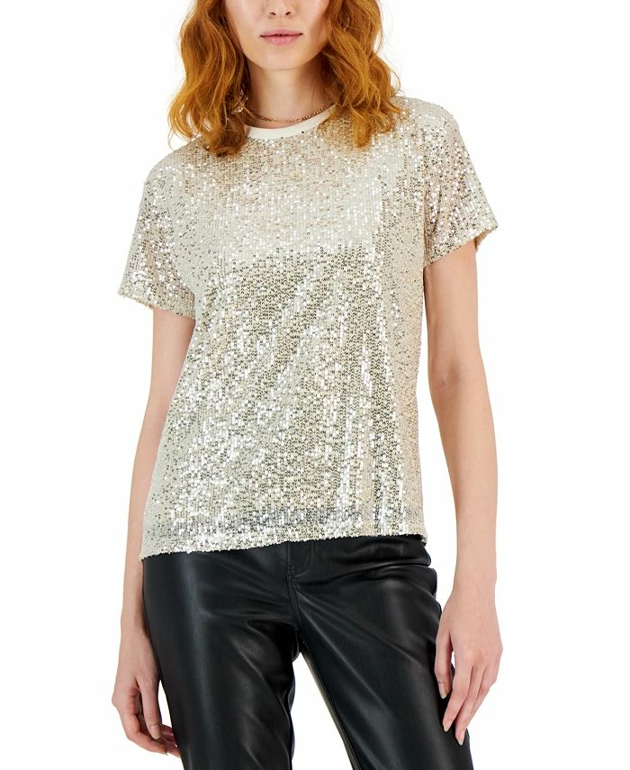INC International Concepts Women's Sequin T-Shirt, Created For Macy's 1 INC International Concepts Women's Sequin T-Shirt, Created For Macy's