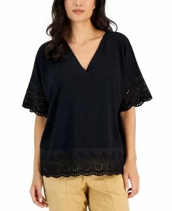 Style & Co Women's Lace-Trimmed Tunic, Created For Macy's