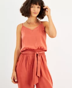 And Now This Women's Sleeveless Belted Satin Jumpsuit -VINCE CAMUTO Shop 22287897 fpx