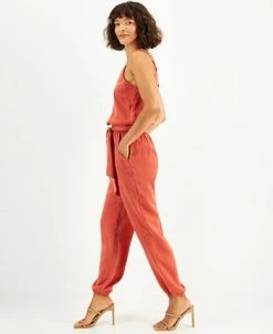 And Now This Women's Sleeveless Belted Satin Jumpsuit -VINCE CAMUTO Shop 22287898 fpx