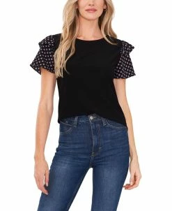 CeCe Women's Mixed Media Top