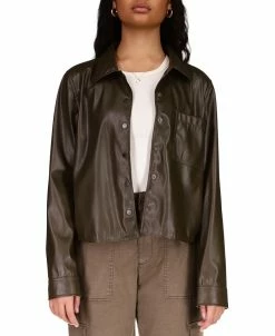 Sanctuary Women's Faux-Leather Pocket Shirt