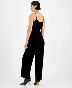 Alternative view of Bar III Women's Velvet V-Neck Scoop-Back Belted Jumpsuit, Created For Macy's