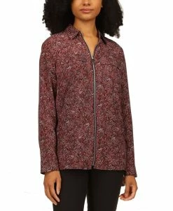 Michael Kors Women's Pop Paisley Zip-Front Top, Regular & Petite
