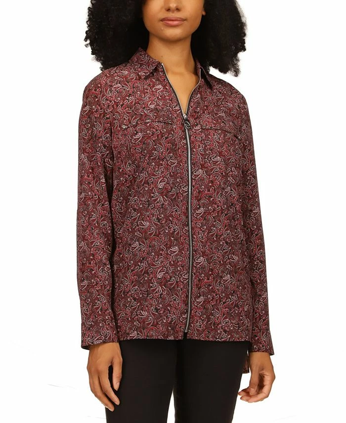 Michael Kors Women's Pop Paisley Zip-Front Top, Regular & Petite 1 Michael Kors Women's Pop Paisley Zip-Front Top, Regular & Petite