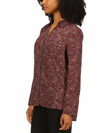 Michael Kors Women's Pop Paisley Zip-Front Top, Regular & Petite 3 Michael Kors Women's Pop Paisley Zip-Front Top, Regular & Petite - Image 3