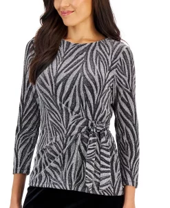 Kasper Women's Side-Tie Metallic Shimmer Knit Top -VINCE CAMUTO Shop 22302587 fpx