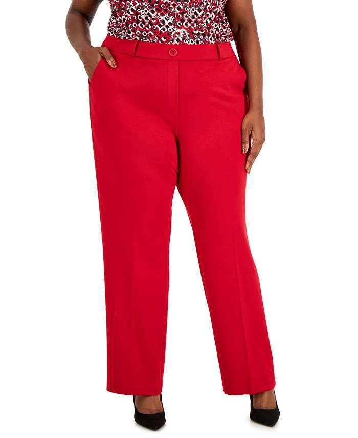 Kasper Plus Size Faux-Fly Pull-On Wide-Leg Pants 1 Kasper Plus Size Faux-Fly Pull-On Wide-Leg Pants