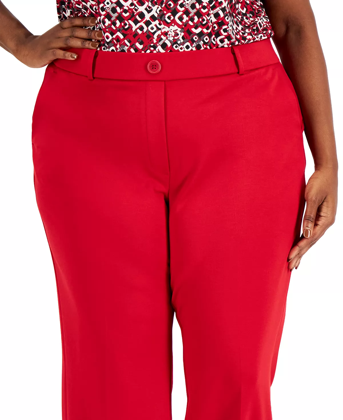 Kasper Plus Size Faux-Fly Pull-On Wide-Leg Pants 4 Kasper Plus Size Faux-Fly Pull-On Wide-Leg Pants - Image 4