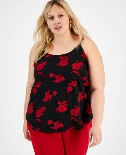 Bar III Plus Size Floral-Print Camisole, Created For Macy's