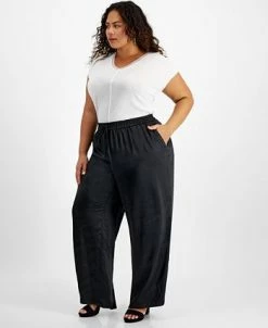 Bar III Plus Size Washed Satin Pull-On Wide-Leg Pants, Created For Macy's 8 Bar III Plus Size Washed Satin Pull-On Wide-Leg Pants, Created For Macy's -VINCE CAMUTO Shop 22337719 fpx
