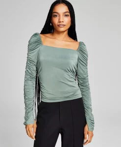 And Now This Women's Square-Neck Ruched-Sleeve Top -VINCE CAMUTO Shop 22344497 fpx