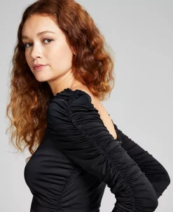 And Now This Women's Square-Neck Ruched-Sleeve Top -VINCE CAMUTO Shop 22344499 fpx